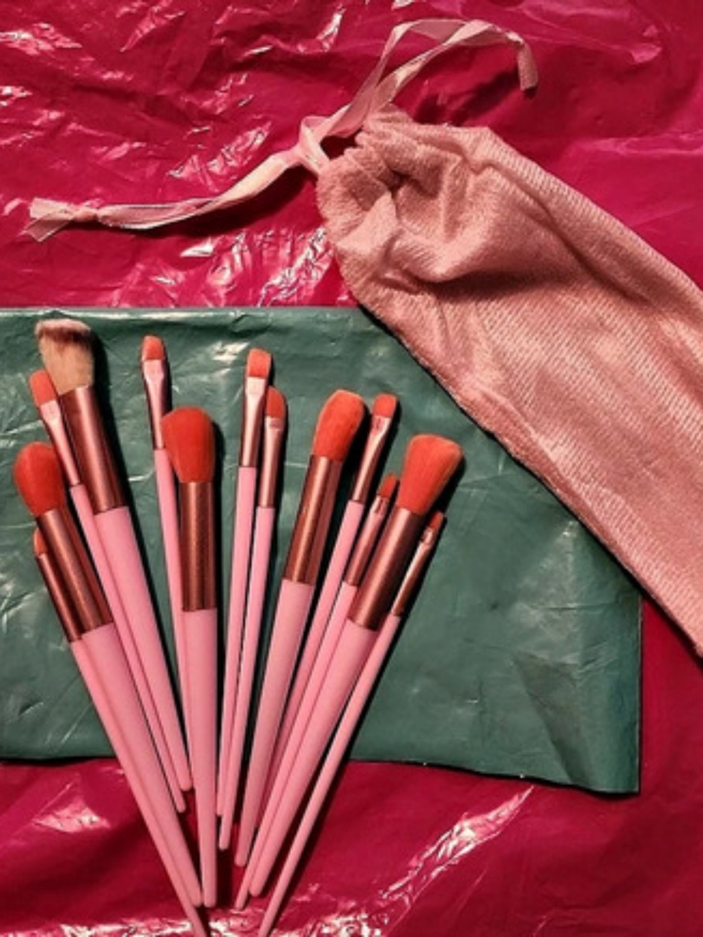 Pink Makeup Brush Set with Cases NWT